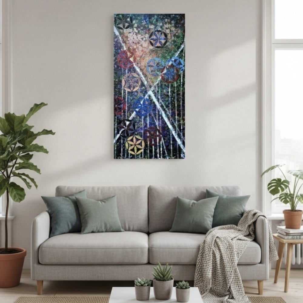 HANDCRAFTED Abstract Floral Painting HANDPAINTED Artwork HANDMADE Wall Art Decor